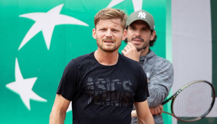 Belgian David Goffin and his coach Germain Gigounon pictured during a training session ahead of the Roland Garros French Open tennis tournament, in Paris, France, Friday 20 May 2022. This year s tournament takes place from 22 May to 5 June. BENOITxDOPPAGNE  x35325903x