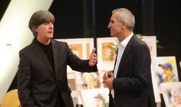 Stuttgart , Landessportverband Baden Württemberg awards the Trainer Prize for the 25th time , from left Joachim Löw Albrecht Raimund Porsche