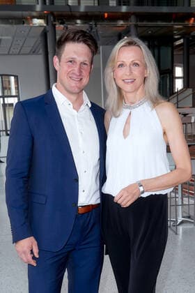 Matthias Steiner with wife Inge Posmyk at the presentation of the Golden Sports Pyramid at the Telekom Capital Representative Office in Berlin Copyright Eventpress Golejewski 20 05 2022 Copyright: xEventpressxGolejewskix