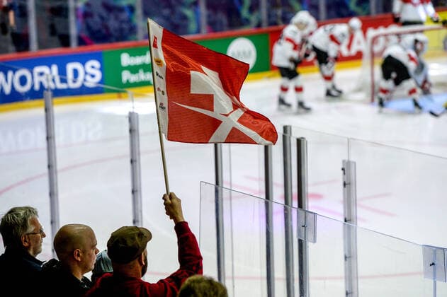 21 05 2022, Helsinki, Helsinki Ice Hall, 2022 IIHF Ice Hockey World Championship Canada Switzerland, Swiss flag Helsinki Helsinki Ice Hall Uusimaa Finland  Copyright: xJustPictures.ch AndreaxBrancax