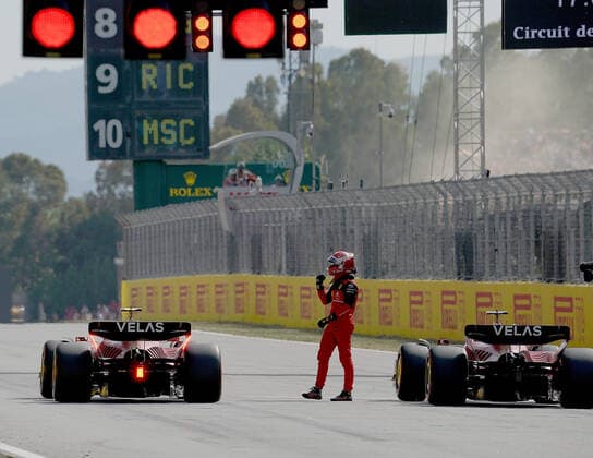 F1 Pirelli Grand Prix of Spain 2022 21 05 2022, Circuit de Catalunya, Barcelona, F1 Pirelli Grand Prix of Spain 2022 , in the picture pole position for Charles Leclerc MCO , Scuderia Ferrari, 3 starting position for Carlos Sainz Jr ESP , Scuderia Ferrari nordphotoxGmbHx xBratic nph00250