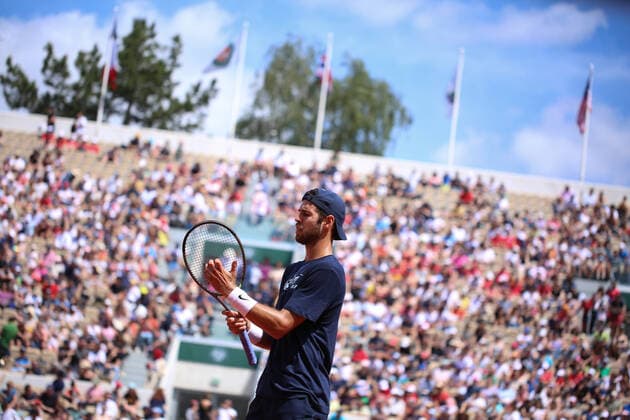 2022 French Open - Previews Karen khachanov practicing during Roland Garros Kids Day, one day before the mais draw finals, on May 21, 2022 in Paris, France. Paris France  Copyright: xIbrahimxEzzatx originalFilename:ezzat-notitle220521_npPBr.jpg