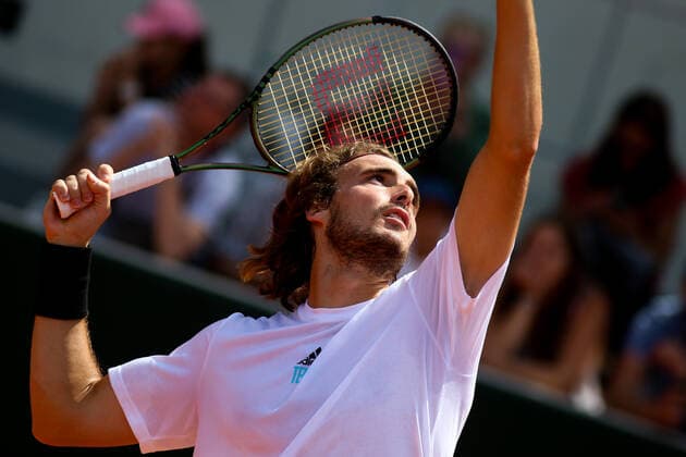 2022 French Open - Previews StÃ fanos Tsitsipas practicing during Roland Garros Kids Day, one day before the mais draw finals, on May 21, 2022 in Paris, France. Paris France  Copyright: xIbrahimxEzzatx originalFilename:ezzat-notitle220521_npS7o.jpg