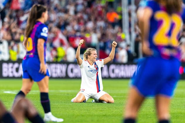 220521 Ada Hegerberg of Lyon celebrates winning the UEFA Womens Champions League final match between Barcelona and Lyon on May 21, 2022 in Turin Photo Vegard Grott BILDBYRAN kod VG VG0273 bbeng champions league finale final final mesterligaen dam football fotball fotboll soccer fcb barcelona lyon olympique lyonnais torino Jubel,  Copyright: VEGARDxGRoTT BB220521VG093