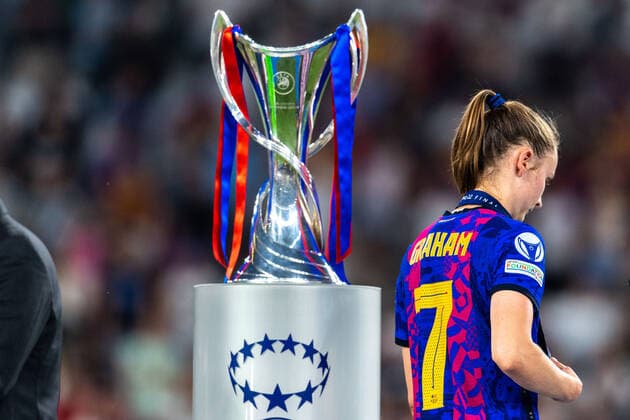 220521 Caroline Graham Hansen of Barcelona looks dejected after the UEFA Women s Champions League final match between Barcelona and Lyon on May 21, 2022 in Turin Photo Vegard Grott BILDBYRAN kod VG VG0273 bbeng champions league finale final mesterligaen dam football fotball fotboll soccer fcb barcelona lyon olympique lyonnais torino Depp,  Copyright: VEGARDxGRoTT BB220521VG098