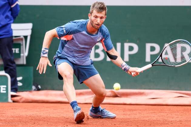TENNIS - French Open 2022 PARIS,FRANCE,23.MAY.22 - TENNIS - ATP, Tennis Herren World Tour, French Open, Roland Garros, Grand Slam. Image shows Corentin Moutet (FRA).  GEPAxpictures xPatrickxSteiner