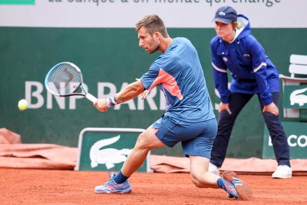 TENNIS - French Open 2022 PARIS,FRANCE,23.MAY.22 - TENNIS - ATP, Tennis Herren World Tour, French Open, Roland Garros, Grand Slam. Image shows Corentin Moutet (FRA).  GEPAxpictures xPatrickxSteiner