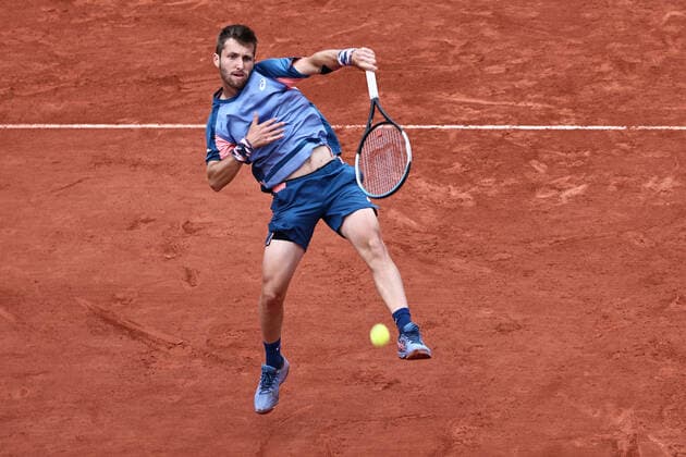 Corentin Moutet, FRA, during first round of 2022 French Open at Roland Garros, Paris, 23 05 2022