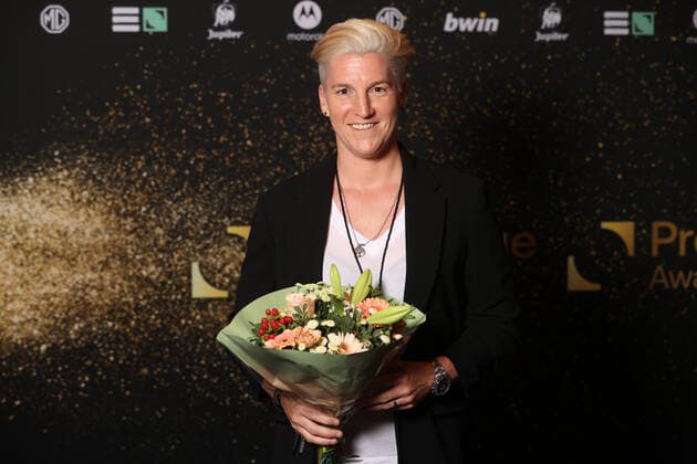 Aline Zeler pictured during the Pro League Awards 2022, for the best players in the first (1A) and second (1B) divisions of the Belgian soccer championships, Monday 23 May 2022 in Brussels. VIRGINIExLEFOUR  x35426846x