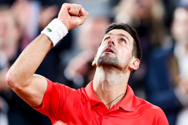 Sport Themen der Woche KW21 Sport Bilder des Tages TENNIS - French Open 2022 PARIS,FRANCE,23.MAY.22 - TENNIS - ATP, Tennis Herren World Tour, French Open, Roland Garros, Grand Slam. Image shows the rejoicing of Novak Djokovic (SRB).  GEPAxpictures xPatrickxSteiner