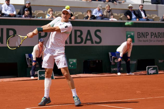 May 24, 2022, Saint Denis, Seine Saint Denis, France: FACUNDO BAGNIS of Argentina return the ball to DANIIL MEDVEDEV of Russia during the Day Three of the French Open 2022, Grand Slam tennis tournament at the Roland-Garros Stadium - Paris France..Daniil Medvedev won : 6:2 6:2 6:2 Saint Denis France - ZUMAp119 20220524_zaf_p119_016 Copyright: xPierrexSteveninx