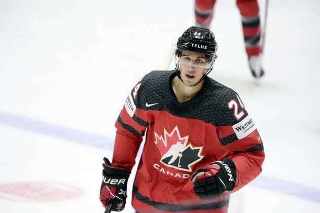 Dylan Cozens of Canada scored team s game opening goal during the 2022 IIHF Ice hockey, Eishockey World Championships preliminary round group A match between Canada and France in Helsinki on May 24, 2022. Helsinki Finland LKFTVX20220524211746BFUC  Copyright: xMikkoxStigx