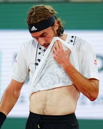 Mandatory Credit: Photo by Javier Garcia Shutterstock (12954043eb) Stefanos Tsitsipas reacts French Open Tennis, Day 3, Roland Garros, Paris, France - 24 May 2022 French Open Tennis, Day 3, Roland Garros, Paris, France - 24 May 2022  Copyright: xJavierxGarcia Shutterstockx 12954043eb