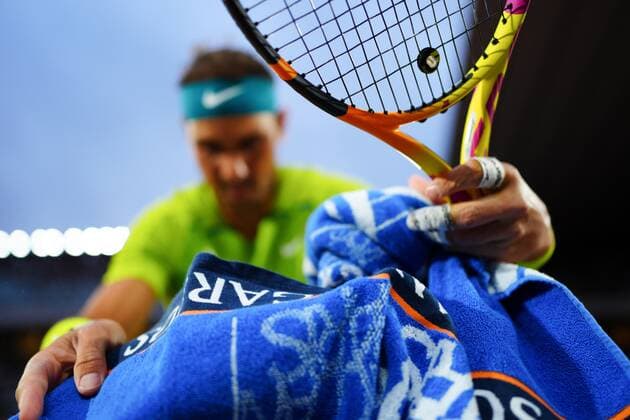 Mandatory Credit: Photo by Javier Garcia Shutterstock (12954376bc) Rafael Nadal prepares one of his towels for the match French Open Tennis, Day 4, Roland Garros, Paris, France - 25 May 2022 French Open Tennis, Day 4, Roland Garros, Paris, France - 25 May 2022  Copyright: xJavierxGarcia Shutterstockx 12954376bc