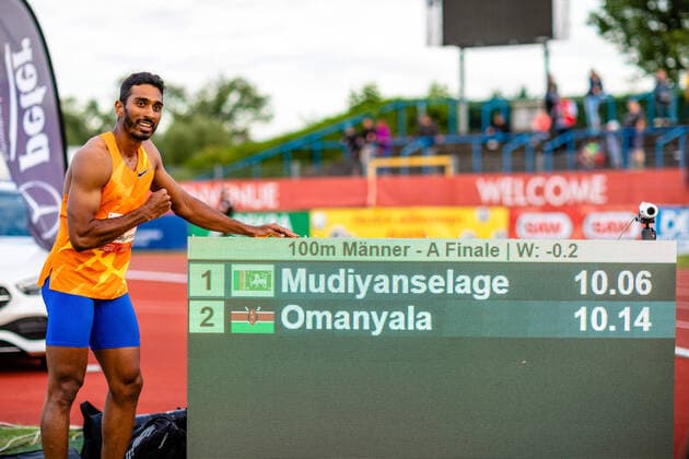 Bilder des Jahres 2022, Sport 05 Mai Sport Themen der Woche KW21 Sport Bilder des Tages Anhalt Meeting 2022 Yupun Abeykoon Mudiyanselage mit Meetingrekord waehrend des Internationalen Anhalt Leichtathletik Meeting 2022 im Paul-Greifzu-Stadion am 25. May 2022 in Dessau-Rosslau, Sachsen-Anhalt, Deutschland *** Anhalt Meeting 2022 Yupun Abeykoon Mudiyanselage with meeting record during the International Anhalt Athletics Meeting 2022 at Paul Greifzu Stadium on 25 May 2022 in Dessau Rosslau, Sachsen Anhalt, Germany