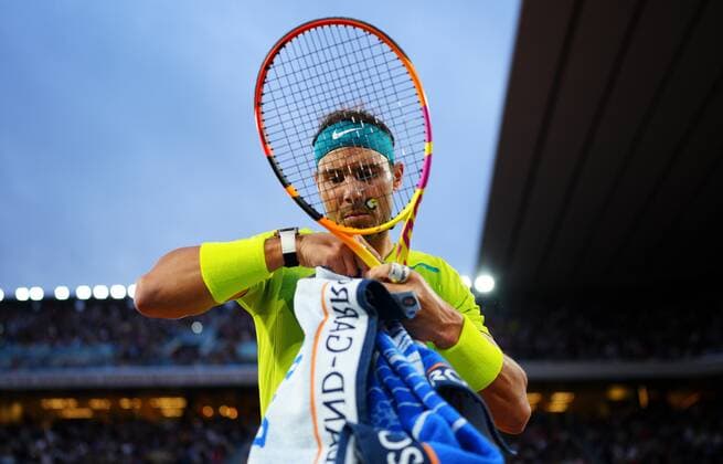 Mandatory Credit: Photo by Javier Garcia Shutterstock (12954376bk) Rafael Nadal prepares one of his towels for the match French Open Tennis, Day 4, Roland Garros, Paris, France - 25 May 2022 French Open Tennis, Day 4, Roland Garros, Paris, France - 25 May 2022  Copyright: xJavierxGarcia Shutterstockx 12954376bk