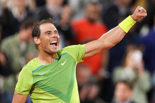 TENNIS - French Open 2022 PARIS,FRANCE,25.MAY.22 - TENNIS - ATP, Tennis Herren World Tour, French Open, Roland Garros, Grand Slam. Image shows the rejoicing of Rafael Nadal (ESP).  GEPAxpictures xPatrickxSteiner