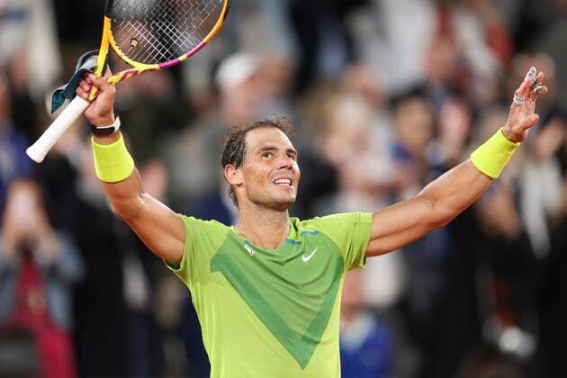 TENNIS - French Open 2022 PARIS,FRANCE,25.MAY.22 - TENNIS - ATP, Tennis Herren World Tour, French Open, Roland Garros, Grand Slam. Image shows the rejoicing of Rafael Nadal (ESP).  GEPAxpictures xPatrickxSteiner