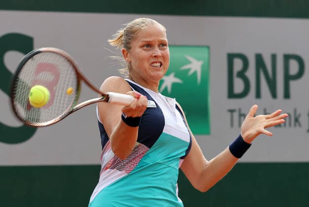 9th seeded Danielle Collins of the US plays against compatriot Shelby Rogers during their French Tennis Open match at Roland Garros near Paris, France, on Thursday May 26, 2022. Rogers won 6-4, 6-3.  PAR20220526135 MAYAxVIDON-WHITE