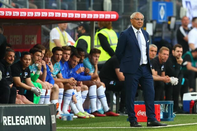 23 05 2022, xtgx, football relegation 1 Bundesliga, Hamburger SV Hertha BSC Berlin emspor, v l Felix Magath Hertha, coach DFL DFB REGULATES PROHIBIT ANY USE OF PHOTOGRAPHS as IMAGE SEQUENCES and or QUASI VIDEO Hamburg