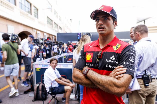 SAINZ Carlos (spa), Scuderia Ferrari F1-75, portrait during the Formula 1 Grand Prix de Monaco 2022, 7th round of the 2022 FIA Formula One World Championship, WM, Weltmeisterschaft on the Circuit de Monaco, from May 27 to 29, 2022 in Monte-Carlo, Monaco - F1 - MONACO GRAND PRIX 2022 DPPI Panoramic  00122018__DE_2867.JPG_
