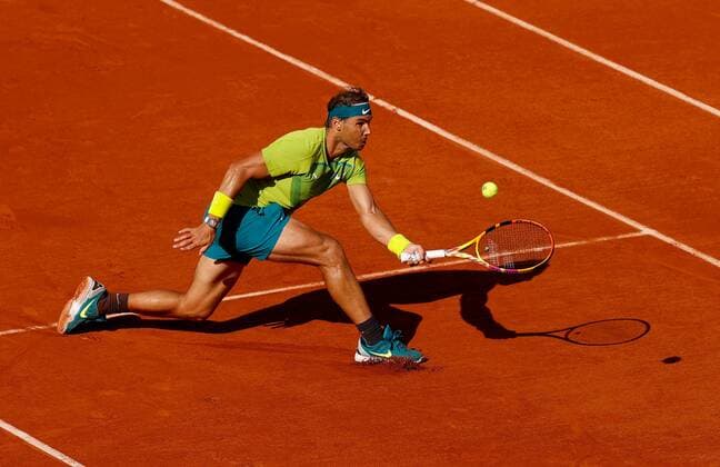 Mandatory Credit: Photo by Ella Ling Shutterstock (12956278bi) Rafael Nadal of Spain in action French Open Tennis, Day 6, Roland Garros, Paris, France - 27 May 2022 French Open Tennis, Day 6, Roland Garros, Paris, France - 27 May 2022  Copyright: xEllaxLing Shutterstockx 12956278bi