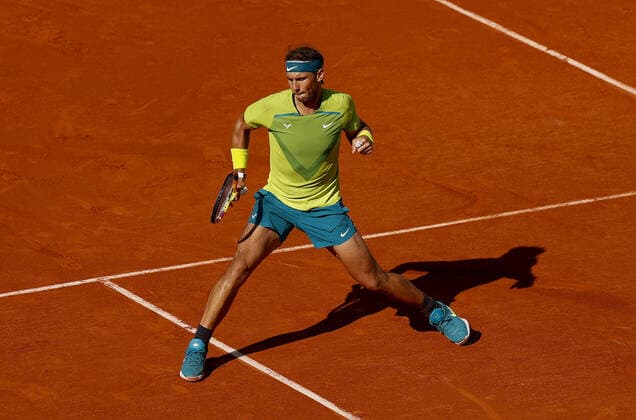 Mandatory Credit: Photo by Ella Ling Shutterstock (12956278bd) Rafael Nadal of Spain celebrates French Open Tennis, Day 6, Roland Garros, Paris, France - 27 May 2022 French Open Tennis, Day 6, Roland Garros, Paris, France - 27 May 2022  Copyright: xEllaxLing Shutterstockx 12956278bd