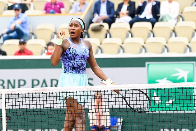 Attitude - Joie de Coco Gauff ( USA ) TENNIS : Roland Garros 2022 - Internationaux de France - 27 05 2022 FedericoPestellini Panoramic 