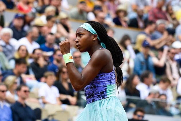 Attitude - Joie de Coco Gauff ( USA ) TENNIS : Roland Garros 2022 - Internationaux de France - 27 05 2022 FedericoPestellini Panoramic 