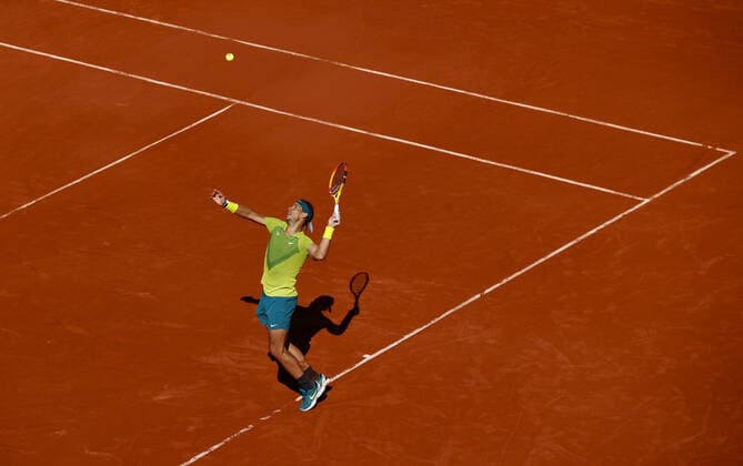 Mandatory Credit: Photo by Ella Ling Shutterstock (12956278bk) Rafael Nadal of Spain in action French Open Tennis, Day 6, Roland Garros, Paris, France - 27 May 2022 French Open Tennis, Day 6, Roland Garros, Paris, France - 27 May 2022  Copyright: xEllaxLing Shutterstockx 12956278bk
