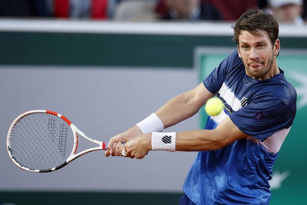 Mandatory Credit: Photo by Ella Ling Shutterstock (12956278dn) Cameron Norrie of GBR in action French Open Tennis, Day 6, Roland Garros, Paris, France - 27 May 2022 French Open Tennis, Day 6, Roland Garros, Paris, France - 27 May 2022  Copyright: xEllaxLing Shutterstockx 12956278dn