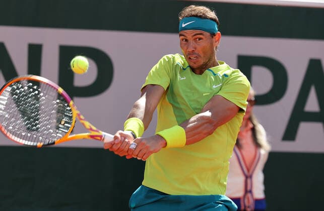 Spanish Rafael Nadal plays against Dutch Botic Van de Zandschulp during their French Tennis Open match at Roland Garros near Paris, France, on Friday May 27, 2022. Nadal won 6-3, 6-2, 6-4.  PAR20220527117 MAYAxVIDON-WHITE