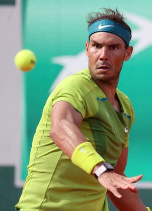 Spanish Rafael Nadal plays against Dutch Botic Van de Zandschulp during their French Tennis Open match at Roland Garros near Paris, France, on Friday May 27, 2022. Nadal won 6-3, 6-2, 6-4.  PAR20220527118 MAYAxVIDON-WHITE