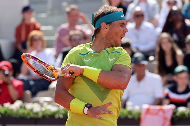 Spanish Rafael Nadal plays against Dutch Botic Van de Zandschulp during their French Tennis Open match at Roland Garros near Paris, France, on Friday May 27, 2022. Nadal won 6-3, 6-2, 6-4.  PAR20220527123 MAYAxVIDON-WHITE