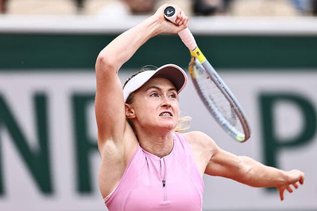 Aliaksandra Sasnovich, BLR, during third round of 2022 French Open at Roland Garros, Paris, 27 05 2022