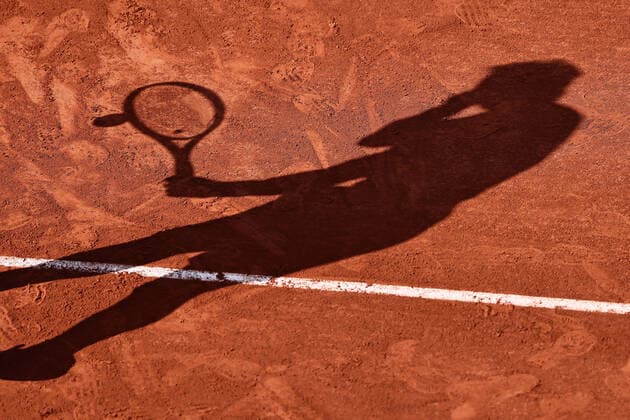 Typical shadow of Rafael Nadal, ESP, during third round of 2022 French Open at Roland Garros, Paris, 27 05 2022