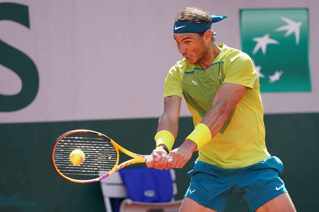 May 28, 2022, PARIS, France: RAPHAEL NADAL of Spain return the ball to BOTIC VAN DE ZANDSCHULP of Netherlands during the Day 6 of the French Open 2022, Grand Slam tennis tournament at the Roland Garros Stadium - Paris France..Novak Djokovic won : 6:3 6:2 6:4 PARIS France - ZUMAp119 20220528_zaf_p119_064 Copyright: xPierrexSteveninx