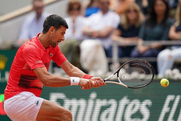 May 28, 2022, PARIS, France: NOVAK DJOKOVIC of Serbia return the ball to ALJAZ BEDENE of Slovenia during the Day 6 of the French Open 2022, Grand Slam tennis tournament at the Roland Garros Stadium - Paris France..Novak Djokovic won : 6:3 6:3 6:2 PARIS France - ZUMAp119 20220528_zaf_p119_066 Copyright: xPierrexSteveninx