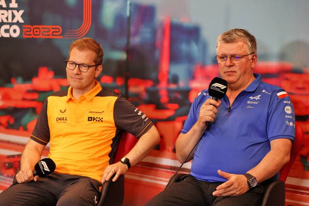 SEIDL Andreas, Team Principal of McLaren F1 Team, SZAFNAUER Otmar, Team Principal of Alpine F1 Team, portrait, press conference, PK, Pressekonferenz during the Formula 1 Grand Prix de Monaco 2022, 7th round of the 2022 FIA Formula One World Championship, WM, Weltmeisterschaft on the Circuit de Monaco, from May 27 to 29, 2022 in Monte-Carlo, Monaco - F1 - MONACO GRAND PRIX 2022 DPPI Panoramic MOY12287