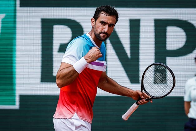 May 28, 2022, Paris, France, France: Marin CILIC of Croatia celebrates his point during the Day seven of Roland-Garros 2022, French Open 2022, Grand Slam tennis tournament at the Roland-Garros stadium on May 28, 2022 in Paris, France. Paris France - ZUMAm308 20220528_zsp_m308_008 Copyright: xMatthieuxMirvillex
