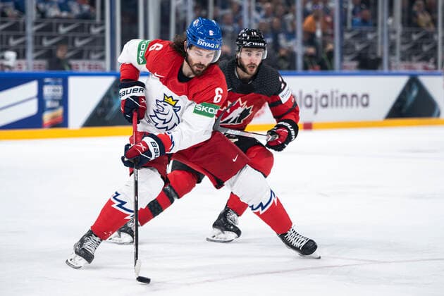 220528 Michal Kempny of Czech Republic during the 2022 IIHF Ice Hockey World Championship semifinal game between Canada and Czech Republic on May 28, 2022 in Tampere Photo Maxim Thore BILDBYRAN kod MT MT0406 ice hockey ice hockey ice hockey vm iihf ice hockey world championship canada canada czech republic bbeng semifinal,  Copyright: MAXIMxTHORE BB220528MT063