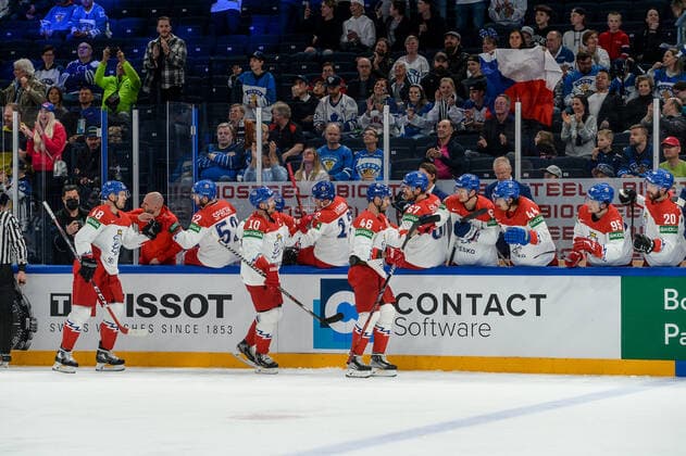 28 05 2022, Tampere, Nokia Arena, Canada v Czech Republic 2022 IIHF Ice Hockey World Championship, 46 David Krejci Czech Republic celebrate his 0 1 goal Tampere Nokia Arena Pirkanmaa Finland  Copyright: xJustPictures.ch AndreaxBrancax