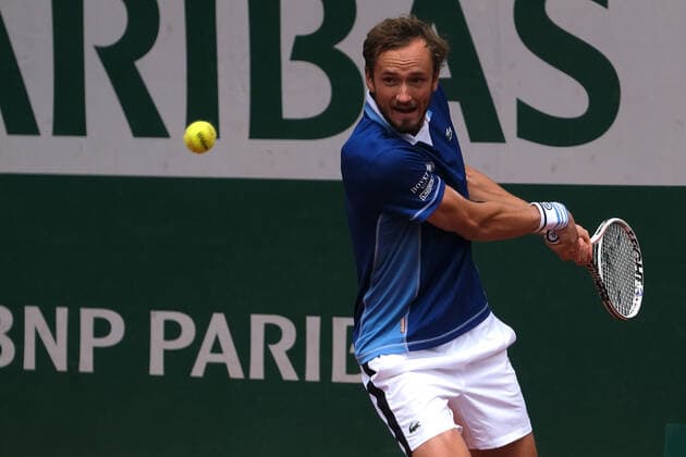 May 28, 2022, PARIS, France: DANIIL MEDVEDEV of Russia return the ball to MIOMIR KECMANOVIC of Serbia during the Day 7 of the French Open 2022, Grand Slam tennis tournament at the Roland Garros Stadium - Paris France..Daniil Medvedev won : 6:2 6:4 6:2 PARIS France - ZUMAp119 20220528_zaf_p119_159 Copyright: xPierrexSteveninx