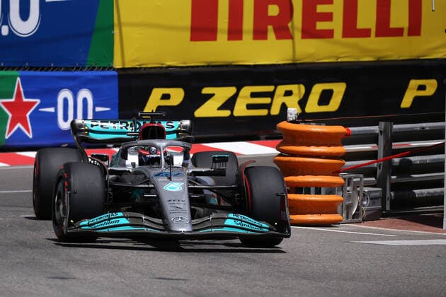 Monaco , Monte Carlo, 28 05 2022, Circuit de Monaco, Formula 1 Monaco Grand Prix 2022 Preview, George Russell Mercedes AMG Petronas F1 Team on track during Photo EU Images Monte Carlo Circuit de Monaco Monaco  eu-images-577