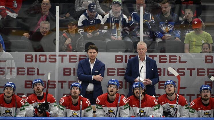 Head Coach of Czech Republic Kari Jalonen (right) and his assistant Martin Erat in action during the 2022 IIHF Ice hockey, Eishockey World Championship, WM, Weltmeisterschaft semifinals match Czech Republic vs. Canada, Tampere, Finland, May 28, 2022. (CTKxPhoto MichalxKamaryt) CTKPhotoP2022052804767 