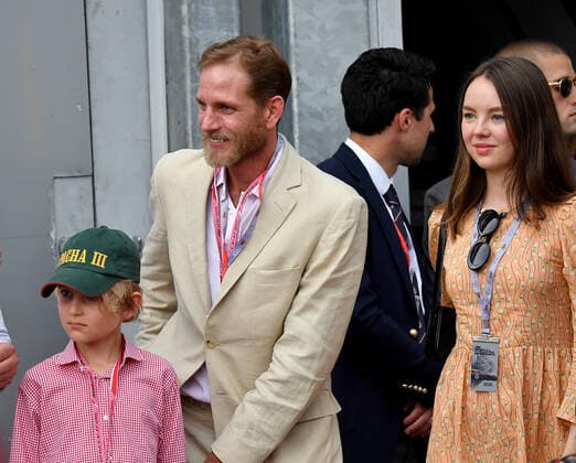 FORMULA 1 GRAND PRIX DE MONACO 2022 28 05 2022, Monaco Circuit, Monte Carlo, FORMULA 1 GRAND PRIX DE MONACO 2022 , in the picture Andrea Casiraghi with his son, Alexandra von Hannover nordphotoxGmbHx xBratic nph00250