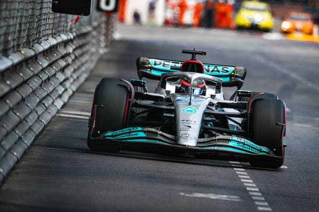 63 RUSSELL George (gbr), Mercedes AMG F1 Team W13, action during the Formula 1 Grand Prix de Monaco 2022, 7th round of the 2022 FIA Formula One World Championship, WM, Weltmeisterschaft on the Circuit de Monaco, from May 27 to 29, 2022 in Monte-Carlo, Monaco - F1 - MONACO GRAND PRIX 2022 DPPI Panoramic  00122018__V2_1066
