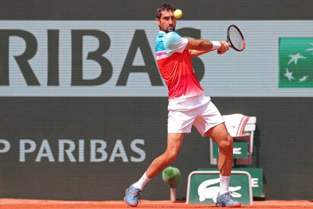 28th May 2022; Roland Garros, Paris, France: French Open Tennis tournament: Marin Cilic (CRO) during his match against Gilles Simon (FRA)  ActionPlus12393956 JonxBromley