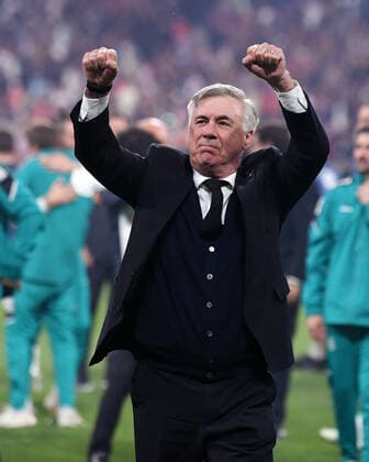 Football CHL FINAL 2021 2022 Final in Paris 28 05 2022 FC Liverpool Real Madrid Coach Carlo Ancelotti Real Madrid rejoices over the victory of the Champions League