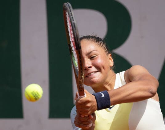 Belgian Sofia Costoulas pictured in action during the match of Belgian Costoulas against Czech Salkova, in the first round of the girls juniors competition, at the Roland Garros French Open tennis tournament, in Paris, France, Sunday 29 May 2022. This year s tournament takes place from 22 May to 5 June. BENOITxDOPPAGNE  x35603956x